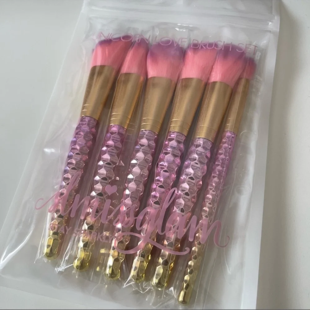 SLMISSGLAM Unicorn Brush Set 6 Brush Set Pink Purple Yellow & Gold